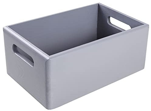 Creative Deco Graue Holzkiste Obstkiste Korb | 30x20x13cm (+/-1cm) | mit Griffen | ohne Deckel | Hölzernen Kasten Holzbox Kiste Weihnachten | Für Dokumente Wertsachen Spielzeuge Werkzeuge