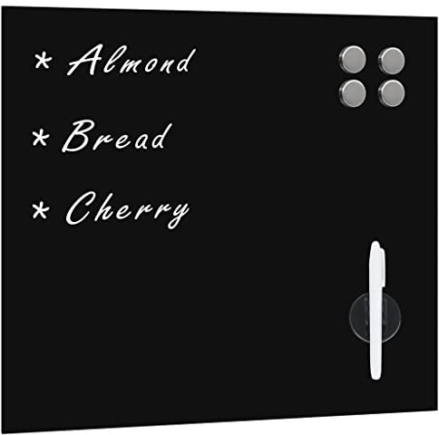 vidaXL Tableau Noir Magnétique Mural Tableau d'Ecriture Panneau Effaçable Ecole Bureau Maison Matériel de Montage Inclus Noir Verre 40x40 cm