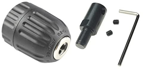 CHANCS Rosca 0.8mm-10mm Portabrocas 3/8-24UNF Varilla de conexión roscada Diámetro interior 10mm Gran fuerza de sujeción Brocas sin llave Accesorios de taladro para taladro eléctrico manual