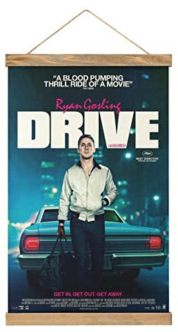 YBEL Drive Ryan Gosling Scroll Poster Stoff Bild Kunst Holz DIY Rahmen Hängender Druck Aufhänger für Raumdekor Öl-Leinwand Kit Geschenk