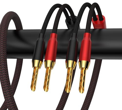 Brollitest high end cavo per altoparlanti, con connettori a banana placcati in oro cavo casse audio (2,5 m, 1 Coppia)