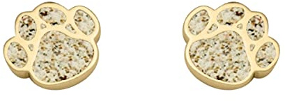 DUR Schmuck Ohrstecker HUNDE PFOTE Strandsand, Silber 925/- vergoldet (O5416)