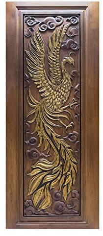 TüRtapete Selbstklebend TüRposter TüRaufkleber Tapete, Wandaufkleber für Schlafzimmer, Heimdekoration, wasserdicht, entfernbares Premium Vinyl Upgrade, Holy Beast Phoenix Holztür