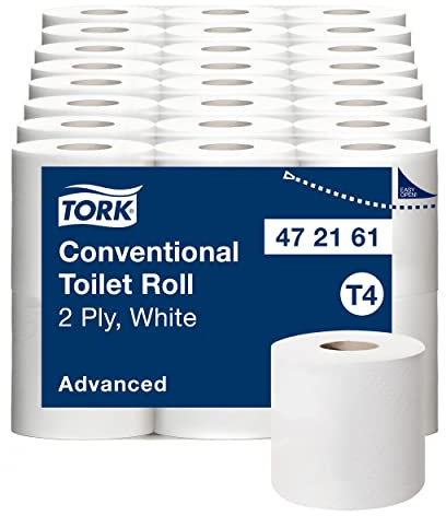 Tork Kleinrollen Toilettenpapier Weiß T4, Advanced, 2-lagig, 48 × 200 Blatt, 472161