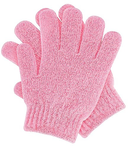 Sibba Peeling Handschuhe Exfoliating Gloves Massagehandschuhe Peelinghandschuh für Körper Bad oder Dusche, Saunahandschuh, Duschschwamm, Body Scrubbing Massage Wiederverwendbar Schrubben (Rosa)