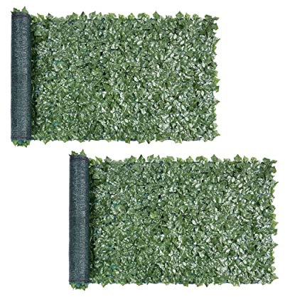 Yaheetech 2 Stück Künstliche Efeu Garten Sichtschutz, Künstliche Pflanzenwand mit Schattennetz, Efeu Sichtschutz, Künstliche Hecke für Balkon Gartenhecken Dekoration, 300× 100cm (LxB)