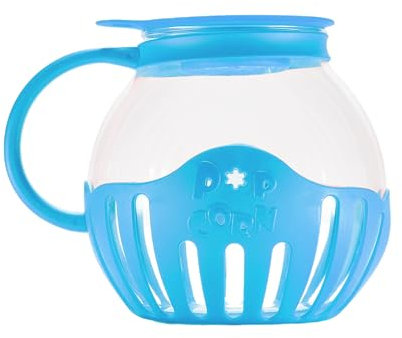 Popcorn Maker Popcorn Machine The Pop Pot Microwave Borosilicate Glass Bowl | Healthy, Fat-Free, Movie-Style Popcorn | Low Calorie | Dishwasher Safe | Easy Clean | Gourmet Popper (2LTR) (Sky Blue)