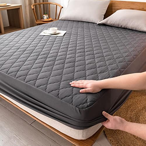 Bleyoum Bettwäsche, gestepptes, Dickes Spannbettlaken mit elastischem Band, Samt-Matratzenbezug, luxuriöse Bettwäsche, Queen-King-Size-Bett, kein knisternder Matratzenschoner, 180 x 220 + 30 cm