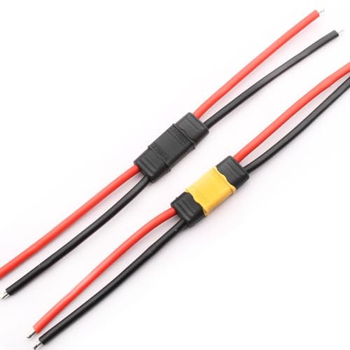 VISSQH 2 Paar (4Stück) XT60H Männlich Weiblich Stecker mit Kabel 100mm 12AWG Silikon Draht,XT60H stecker kabelfür RC Lipo Akku (Gelb/Schwarz
