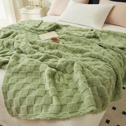 Flanell-Fleece-Überwurfdecke, Kariertes Muster, dekorative Flauschige Decken, Couch-Überwurfdecke für Bett, Zuhause, drinnen, draußen, Camping und Reisen, weich, gemütlich (Farbe: