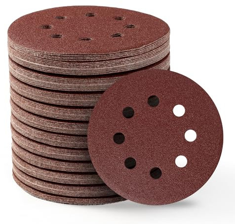 Selead 110 Stück Schleifpapier 125mm Klett Profi 8-Loch Schleifscheiben Körnungen P100 Schleifpapier Rund für Exzenterschleifer