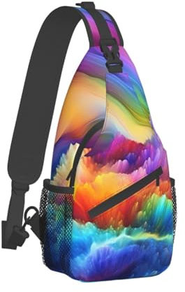 KHiry Cross Chest Bag Rose Crossbody Durable Sling Rucksack Casual Reisetasche für Unisex, Regenbogenwolke, One size