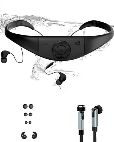 Tayogo Schwimmen Bluetooth Kopfhörer mit MP3 Player, IPX8 8GB MP3 Player Wasserdicht Ohrhörer zum Schwimmen und Laufen,Dusche