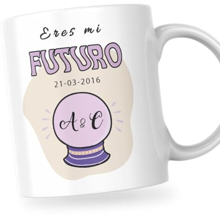 Taza de cerámica personalizada con foto. Taza personalizada para San Valentín con frase. Regalo original personalizado. (eres mi futuro)