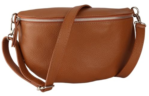 MIRROSI® Bauchtasche Damen, Made in Italy, Echtleder Umhängetasche Echtes Leder, Brusttasche, Crossbody Bag aus Echtem Leder, in 3 Größen erhältlich