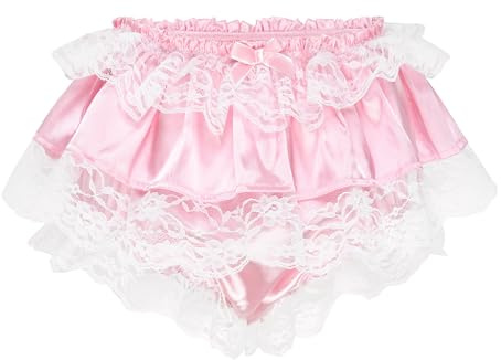 Satini Sissy Satin Slip Röckchen Spitze Dessous | Seidig Glatt, Rüschenkante, Ausgestellter Überrock, Elastischer Bund, Größen S-XXL