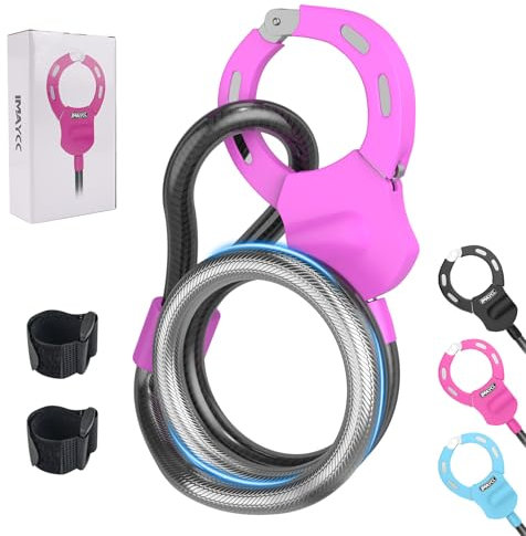 IMAYCC E Scooter Schloss, Tragbarkeit Fahrradschloss Hohe Sicherheit, Eindicken Kabelschloss für E Scooter, 50CM E Roller Schloss, Handschellenschloss für E Scooter, Mountainbike Rennrad(Pink)