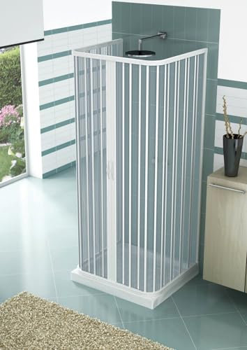 Box Doccia 3 Lati 70x90x70 cm 2 Ante a Soffietto in PVC H185 Mars Bianco