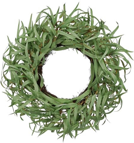 Arborus Ghirlande artificiali da 24 pollici, corona di eucalipto, ghirlanda di salice, verde foglie, ghirlanda per porta, parete, festival, celebrazione, camino, finestra, decorazione per feste