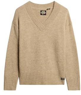 Superdry Damen Essential Pullover mit V-Ausschnitt Fudge Braun 42