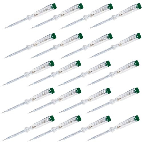 O4L Einpoliger Spannungsprüfer/Phasenprüfer mit fest integrierter Glimmlampe, Schraubendreherklinge und Ansteckclip aus Metall, Made in Germany, 20 Stück