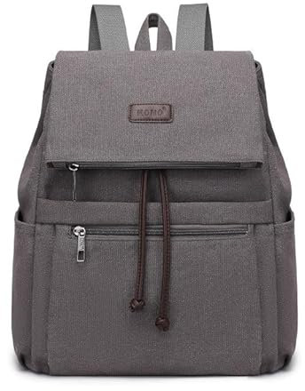 KONO Rucksack Damen Cityrucksack Handgepäck 32 * 37 * 16 Anti Diebstahl Tasche für Uni Schule Reise Arbeit Weekender Kurze Tirp (Grau)