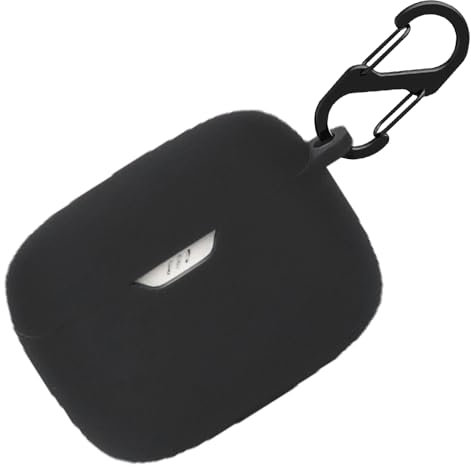 Funda de silicona para JBL Tune Buds bolsa, funda protectora a prueba de golpes y funda protectora de piel para JBL Tune Buds con llavero (negro)