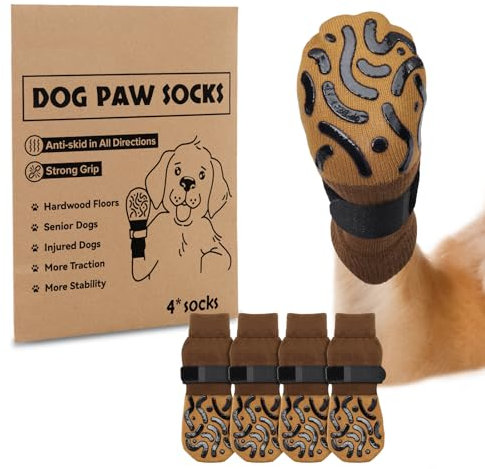 PICK FOR LIFE 2 Paar Anti-Rutsch-Hundesocken, Weiche Socken für den Pfotenschutz von Hunden mit verstellbarem Klettverschluss für den Innen