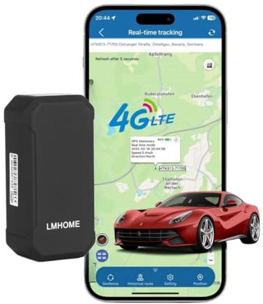 GPS Tracker Ohne ABO GPS Tracker Auto 90 Tage Standby Zeit, 5 Sekunden zur Aktualisierung der Position, Starke Magnetische und Wasserdicht mit Kostenloser App, 5000 mAh