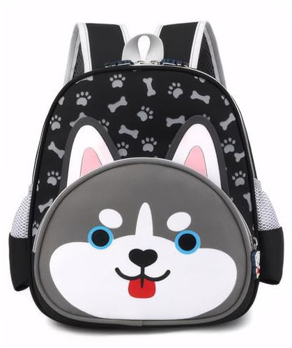 Jinlaili Kleiner Freund Kindergarten-Rucksack, Mädchen Jungen Kinderrucksack Kinder Rucksack, Katzen, Welpen, Dinosaurier Kindergartentasche Schulrucksack für Schule Kita, 2-7 Jährige (Schwarz)