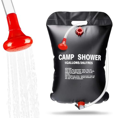 Elfinfi Douche Solaire, Portable Douche Solaire Exterieure, 20L Douche Solaire Camping, Douche Camping, Douche Portable Convient pour la Plage, Les Voyages, Le Camping, la Douche extérieure (Noir)