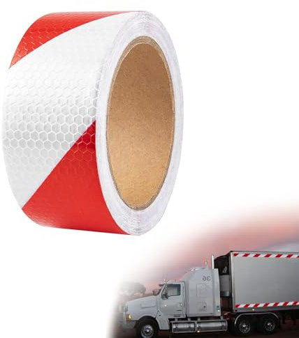 Molijysp Reflektierendes Klebeband Rot und Weiß 12m × 5cm Reflektorband Selbstklebend Wasserdicht Warnband für Fahrzeuge Autos Anhänger Outdoor