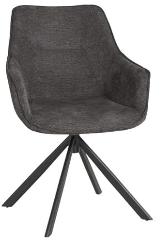 MR. DEKO Diningsessel San Carlo drehbar | Esszimmerstuhl mit Armlehnen & Rückenlehne | Moderner Polstersessel mit Schaumstoffkern | Drehstuhl 360 Grad | Essstuhl stabil und ergonomisch