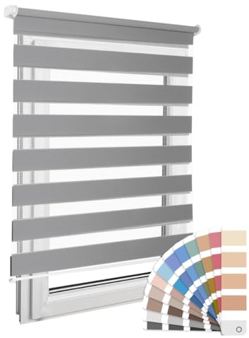 Home-Vision Premium DuoRollo Schrauben mit Bohren Graphit B150 x H220 cm | Doppelrollo mit Bohren zum Anschrauben Rollos für Fenster und Türen Sichtschutz lichtdurchlässig