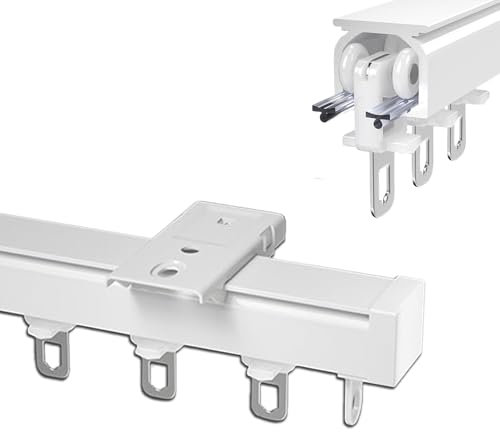 ROFBIHG Vorhangschiene Gardinenschiene Gardinenstange 2m 3m 4m 5m 6m, 2mm Verdickt Hochbelastbare Schienen, Aluminium Gardinenschiene für Raumteiler, Wohnzimmer, Schlafzimmer, Büro(Weiß,250cm(8.2ft))