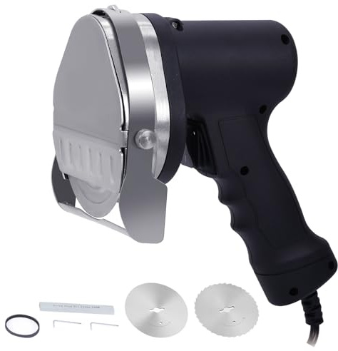 ALINGET Electric Plug-in Shawarma Kebab Knife, commercial Stainless Steel gyro knife，Precisely control the thickness 0~8mm/ 0-0.3 in，Doner Kebab Meat Slicer with 2 Blades-Wired Version