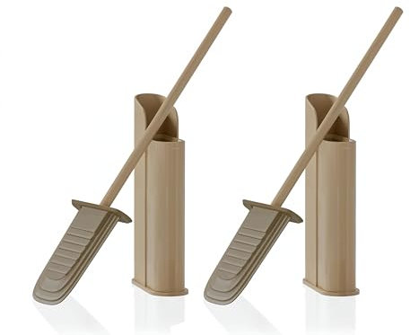 COSMIC Flat Pack 2 Escobillas de Baño de Silicona de Diseño Flexible y Ultrafino. Escobillero de Suelo o Pared para WC. Portaescobillas de Color Arena.