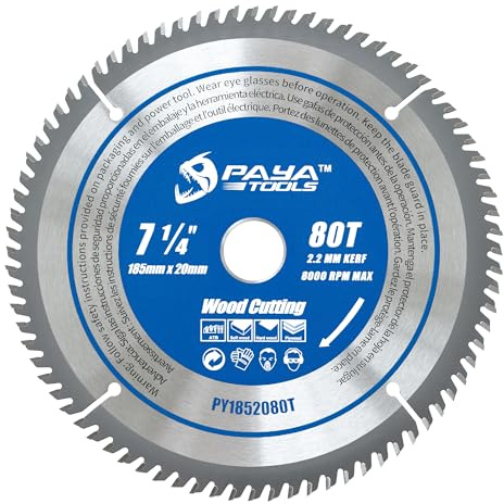 PAYA TCT Lama per sega circolare Ø 185 mm x 20 mm 80 denti Accessori per sega circolare per fai da te, taglio di legna da ardere per pallet, legno ecc. PY1852080T Testato e certificato da TÜV