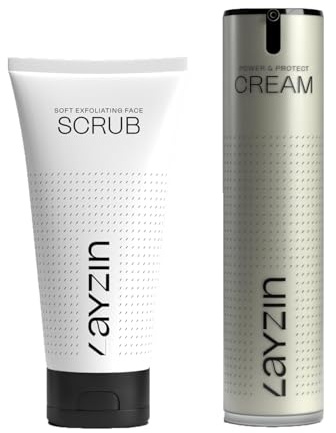 LAYZIN Perfect Pair Set Vorteil – Sanftes Gesichtspeeling + Power and Protect Tagescreme SPF30 – Tägliche Feuchtigkeitspflege, sanfte Exfoliation, frische und strahlende Haut für alle Hauttypen