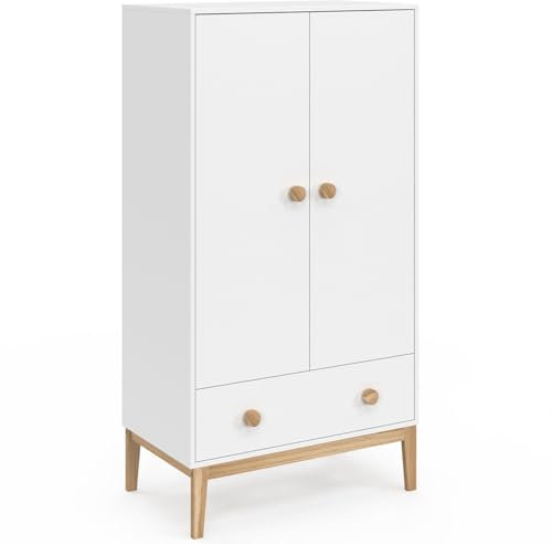 IDMarket - Kinderschrank, 2 Türen, Jacob, mit Schublade, Weiß und Holz
