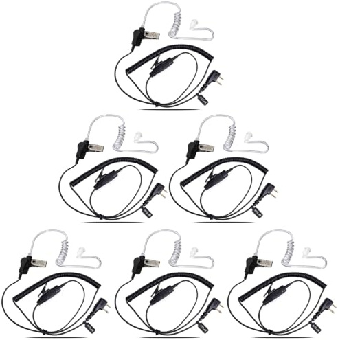 HYS Funkgeräte Ohrhörer Kompatibel für Midland G7 pro G8 G9 Pro | 6 Stück, Schallschlauch Kopfhörer PTT Headset, 2-poliges für M24 Plus M48 M99 G6 XT G7 XTR Alan HP450