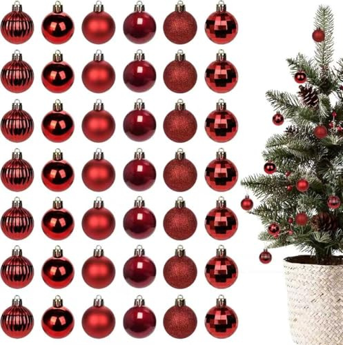 DITK-U 42pcs Matte Christmas Baubles Balls Shatterproof Christmas Tree Baubles Xmas Ornaments for Xmas Tree Holiday Wedding Party Decoration(red)
