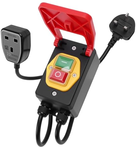 Single Phase On/Off Switch 250V 16A, Emergency Stop Switch for Routers Table Saws Drills Band Saws Woodworking Machinery, Electromagnetic Pressure Switches, Mechanical Switches