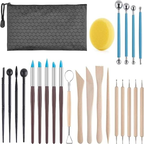 24 Stück Modellierwerkzeuge Ton Modellierwerkzeug Ton Werkzeuge Ton, Keramik Werkzeuge zum Schnitzen Skulptur, Keramik und Modellieren