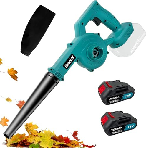 Neues Upgrade 2 in 1 Laubbläser/-Sauger， mit 2 * 3000hAh Akku,Kabelloser Laubbläser mit bis zu 150 km/h Luftgeschwindigkeit – Kompakt, leicht & ideal für Garten, Hof & Terrasse， Blua
