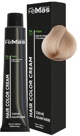 FemMas Haarfarbe Sehr Hellblond Perlblond 9.08 I Creme Haarfarbe mit Arganöl, Keratin & Ceramiden I Als dauerhafte Haarfärbung oder Tönung für strahlende, haltbare Farbergebnisse I 100 ml