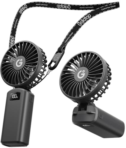 gaiatop Portable Handheld Fan Foldable, USB Rechargeable Small Hand Fan | 3 Speed Personal Mini Fans, LED Display, Max 13Hrs Runtime, Gifts for Men Women, Holiday Outdoor Travel Essentials, Black