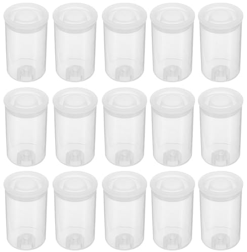 TOBBOMEY Bouteille en Plastique Bouchon, Lot de 50 Mini Pots Transparents pour Pellicule Photo, Usage Polyvalent pour Rangement D’Objets de Loisirs et Accessoires de Photographie