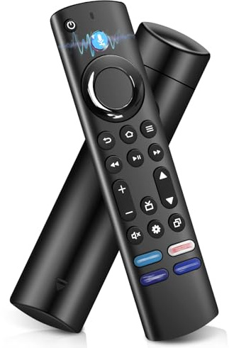 Telecomando Vocale Sostitutivo (4 Gen) Compatibile con AMZ F-i-re Stick TV (2, 3 Gen, Lite, 4K, 4K MAX), per Smart TV Cube (2 Gen, 3 Gen) con Quattro Tasti Rapidi e Funzione Vocale