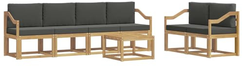 vidaXL Outdoor-Sofagarnitur mit Kissen 7 pcs Weiß und Anthrazit, Moderne Outdoor-Sofagarnitur, robuste Eckcouch, stylisches Gartenmöbel, Akazienholz, Bequeme Sitzplätze